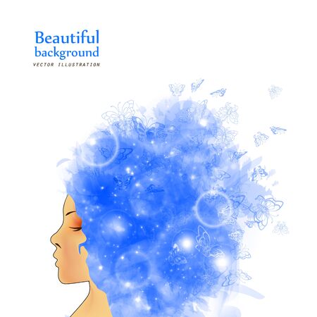 Beautiful woman with abstract hair. The concept of beauty salonのイラスト素材