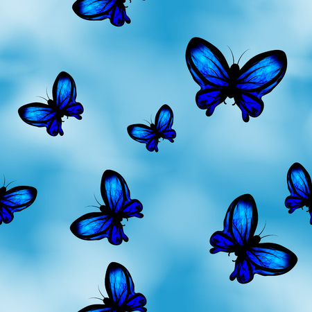 Seamless pattern butterfly in the sky.のイラスト素材