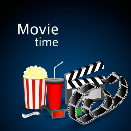 Picture popcorn, soda, filmstrip and ticketsのイラスト素材