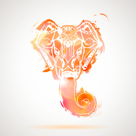 Indian god Lord hindu deity Ganesha Hand drawn Elephant Head.のイラスト素材