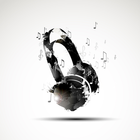 Vector background abstract watercolor headphoneのイラスト素材