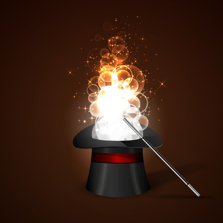 Background glowing wand and magical hatのイラスト素材