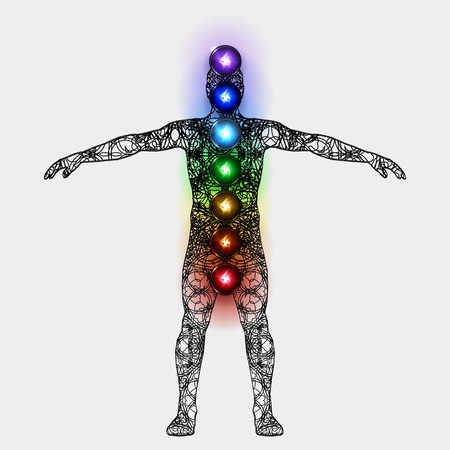 Vector illustration concept Aura and chakras.のイラスト素材