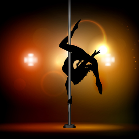 Beautiful girl dancing on the pylon. Vector illustration.のイラスト素材