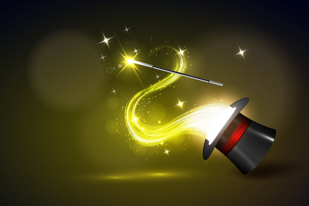 Vector illustration background wand and magical glowのイラスト素材