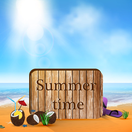 Vector illustration Summer time, Sea beach.のイラスト素材
