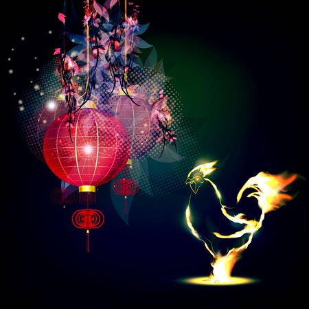 Vector on fire Chinese calendarのイラスト素材