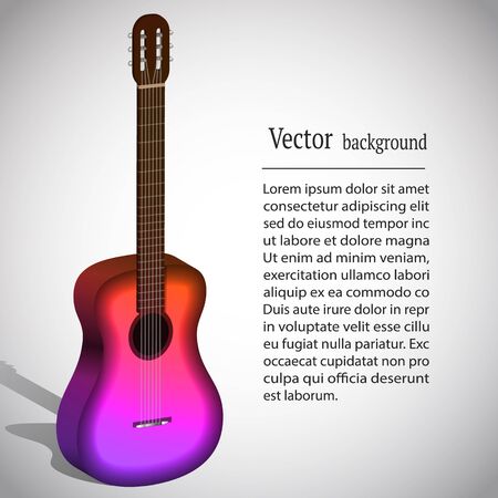 wooden acoustic guitar, music conceptのイラスト素材