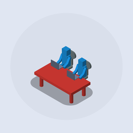 Team work, competition, cooperation. Isometric vector illustration.のイラスト素材