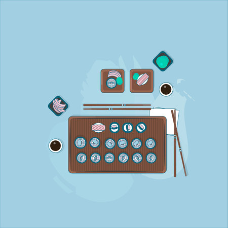 Vector rolls of Japanese food set.のイラスト素材