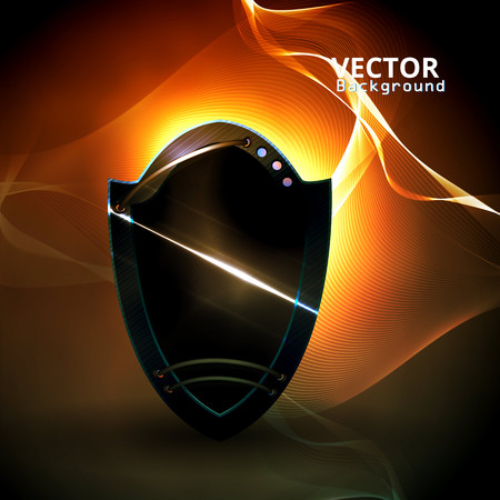 Safety in technology. Shield on a dark background.のイラスト素材