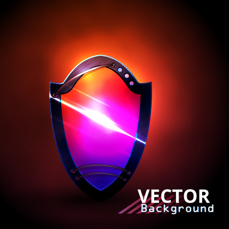 Safety in technology. Shield on a dark background.のイラスト素材