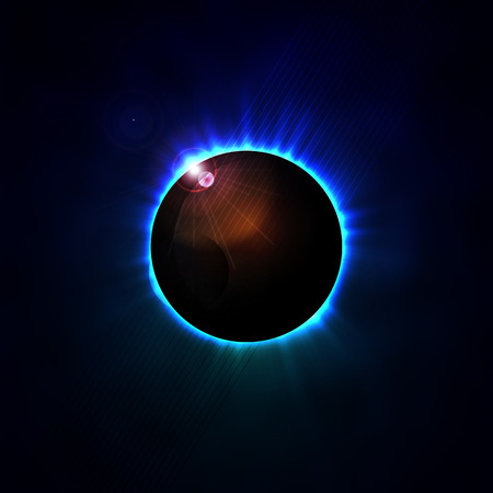 Vector illustration of a concept of space eclipse, rays of light. Abstract background.のイラスト素材