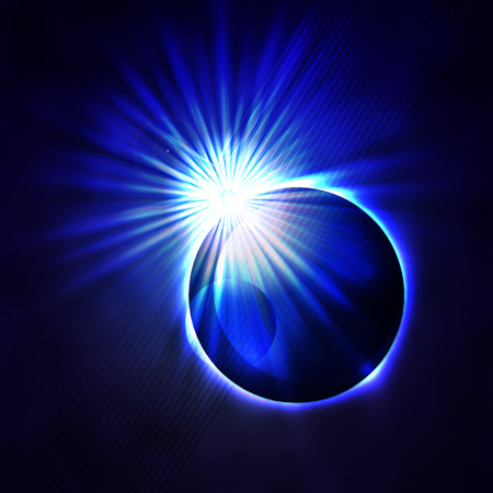 Vector illustration of a concept of space eclipse, rays of light. Abstract background.のイラスト素材