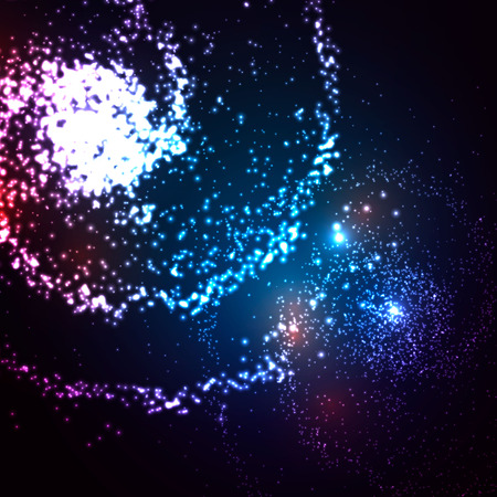 Realistic milky way spiral galaxy with stars isolated on transparent background. Bright blue yellow and red stars with space galaxy star dust. Can be used on flyers banners, web and other projects.のイラスト素材