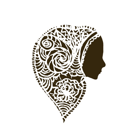 Silhouette girl religion prayer head with scarf.のイラスト素材