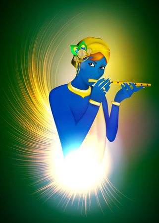 Image avatar of God Krishna. Hinduism is a religion. Vector.のイラスト素材