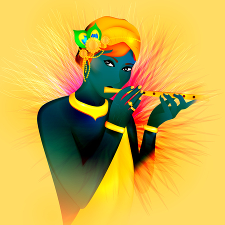 Image avatar of God Krishna. Hinduism is a religion. Vector.のイラスト素材