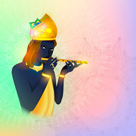 Image avatar of God Krishna. Hinduism is a religion. Vector.のイラスト素材
