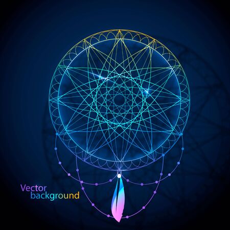 Vector banner round esoteric pattern for greeting card.のイラスト素材