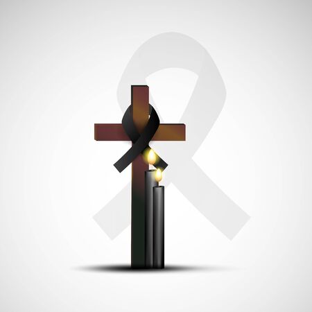 Vector illustration of a cross with flowers. The concept of the end of life, religious rite.のイラスト素材