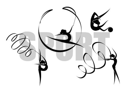 Vector illustration gymnast girls force. Abstract background for banner.のイラスト素材