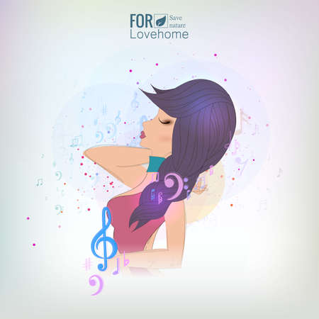 Music background abstract music notes and musical key.のイラスト素材