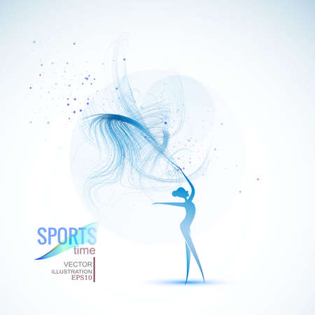 Vector illustration gymnast girls force. Abstract background for banner.のイラスト素材