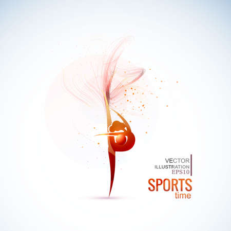 Vector illustration gymnast girls force. Abstract background for banner.のイラスト素材