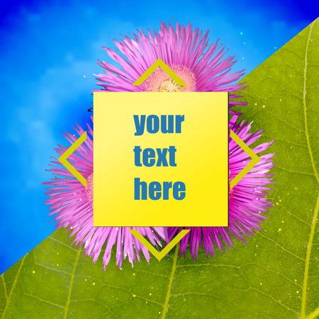 Vector summer time banner illustration. Bright banner with leaves. Flowering with place for text.