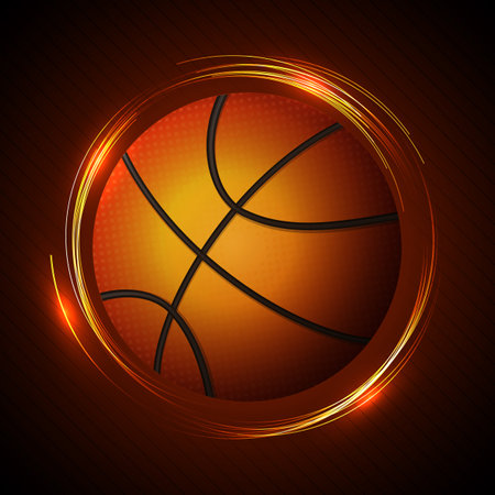 Abstract banner basketball ball in neon lines.のイラスト素材