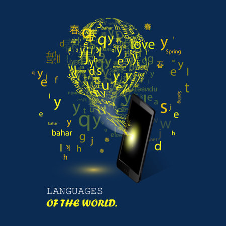 Vector language learning letters in different languages. Education concept.のイラスト素材