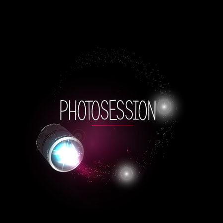 Vector photo shoot concept illustration. Abstract background for the cover. Brilliant lens.