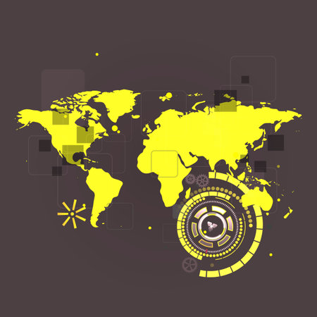 World map color vector modern. Silhouette map.のイラスト素材