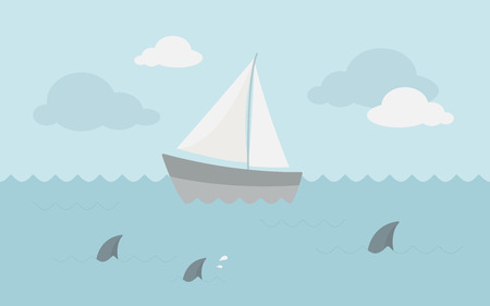 sailboat in the oceanのイラスト素材