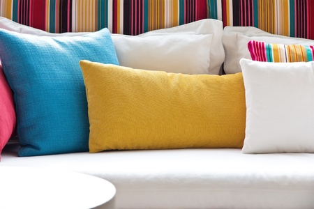 close up of Decorative pillow natural Fabric の写真素材