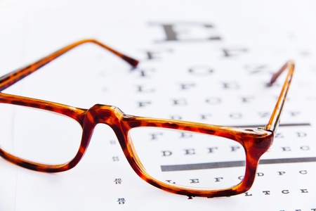 optometry concept, close up at eye glasses の写真素材
