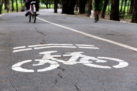 close up of Bike lane の写真素材