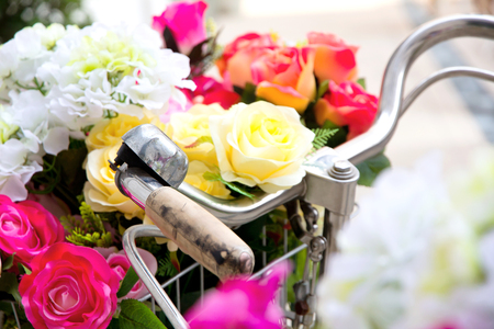 Flowers and bikeの写真素材