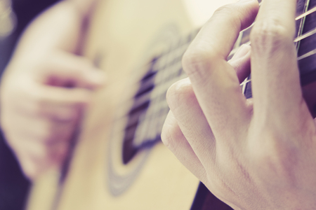 image of Man playing his classic guitar background