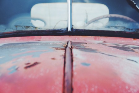 abstract image of old vintage rusty truck, front view