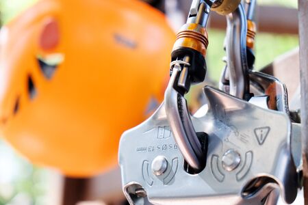 Climbing gear,Rock climbing equipment backgroundの写真素材