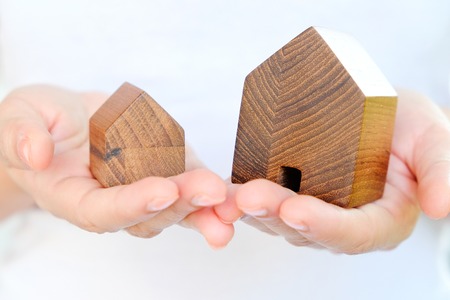 hand holding icon house, concept image of make your houseの写真素材