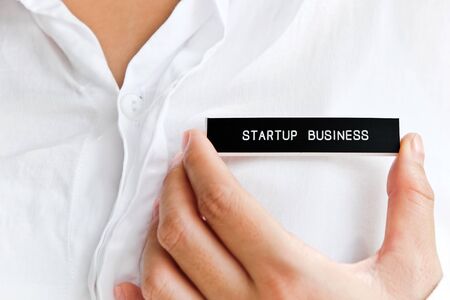 start up business label, business conceptの写真素材