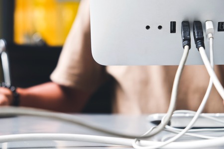 Close up Image of Computer monitor portの写真素材