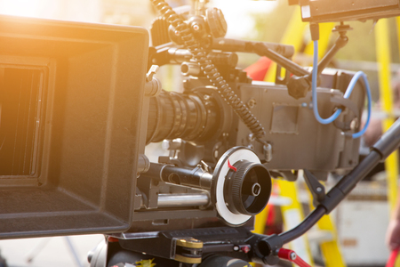 detail of Video camera viewfinder, film crew production, behind the scenes backgroundの写真素材