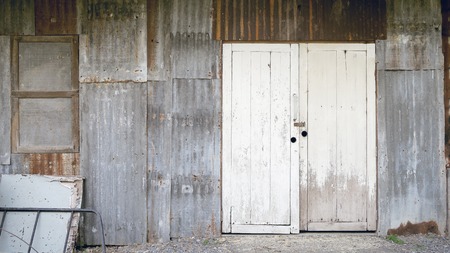 Old galvanized steel wallの写真素材