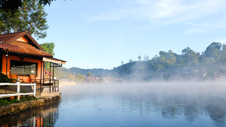 Dawn at Ban Rak thai Lake in Mae Hong Son province ,Thailandのeditorial素材