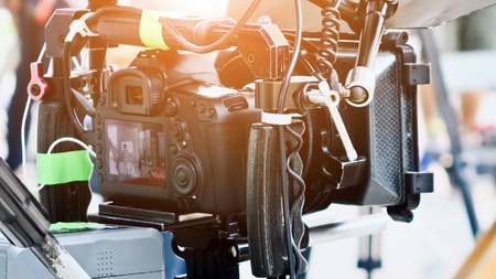 Cinema Camera on Film Set, Behind the scenesの写真素材