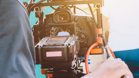 Film production crew,Behind the scenes backgroundの写真素材